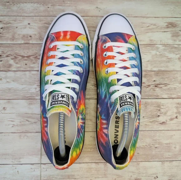 Converse All Star Rainbow Tie Dye Low Top Sneakers Trainers Women's Size 11 - Picture 8 of 13